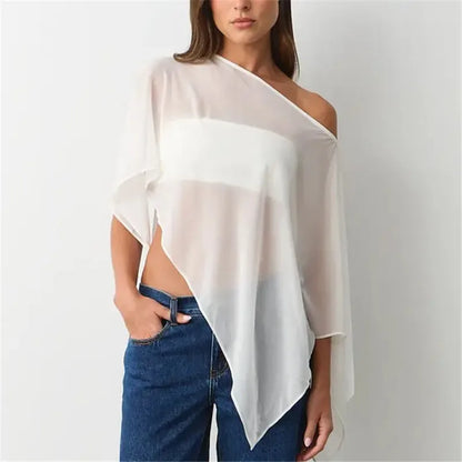 Summer Holiday Beach Cover Ups Women Chiffon Cape Shawls Warps for Evening Wedding Sheer Mesh Flowy Capelets Top
