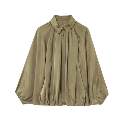 Oversized Jackets Top For Women Fashion Loose Long Sleeve Patchwork Pleated Lapel Cardigan Tops Casual Coats Fall