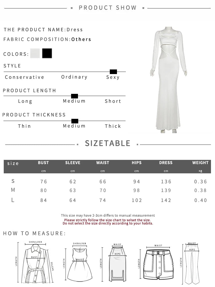 Sexy Hollow Waistless Dress Women Autumn Trend Square Collar Full Sleeve Skinny Stretch Elegant Style Long Bodycon