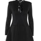 Autumn Long Sleeve Sexy Mini Dress For Women Solid Zipper Deep V Neck Two Pocket High Waist A-line Dress Femme Clothes