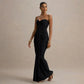 Strapless Ruched Long Maxi Dress for Woman Elegant Sexy Solid Evening Party Dresses Autumn 2025