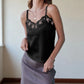 Lace Trim Satin Cami Tops for Women Solid Color V Neck Camisole Going Out Spaghetti Straps Sleeveless Tank Top
