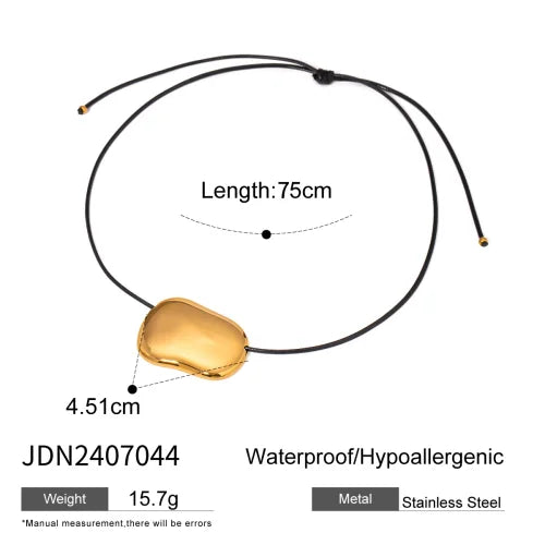 Trendy Stainless Steel Waterproof Irregular Geometric Metal Wax Rope Necklace Gold Silver For Women Jewelry Gift