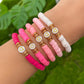 10 Styles Romantic Soft Ceramic Acrylic Beads Letter Chain Bracelet Boho Sweet Heart Bangles Y2K Aesthetics Jewelry New