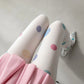 Vintage Big Polka Dot Women Pantyhose Solid White Base Printed Tights Cute Fashion Hosiery For Daily Party Lolita Outfit
