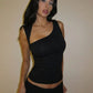 Asymmetric Neck Cut Out Tank Top Streetwear Summer Solid Color Sleeveless Backless Crop Tops Rave Clothing