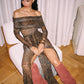 Leopard Print Two Piece Set Women Long Sleeve Strapless Top And Maxi Skirt Matching Sets Female Elegant Print Dress Set