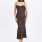 Polka Dot Backless Sexy Maxi Dress Women Elegant Sweetheart Neck Spaghetti Strap Sleeveless Bodycon Club Party Dresses