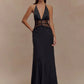 Summer Backless Sexy Maxi Dress Women Gown Patchwork Lace Halter Deep V Neck Sleeveless High Waist Elegant Long Dress