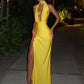 Halter Deep V Neck Backless Sexy Maxi Dress For Women Fashion Solid Sleeveless Bodycon Club Party Evening Long Dress