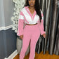 Contrast Patchwork Tracksuit 2 Piece Set Women Zipper Cardigan Jacket+Skinny Pants Casual Fashion Simple Sporty Suit