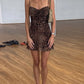 Leopard Print Backless Sexy Mini Dress Women Elegant Chiffon Spaghetti Strap Sleeveless Bodycon Club Party Dresses
