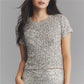 Women Sequin Glitter T Shirts Short Sleeve Round Neck Slim Fit Tee Tops Shiny Sparkly Party Club Shirts Y2K Streetwear