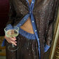 Sequin Loose Pants Two Piece Sets Women Patchwork Long Sleeve Shirt And Trouser Female Elegant Long Pants 2 Piece Sets