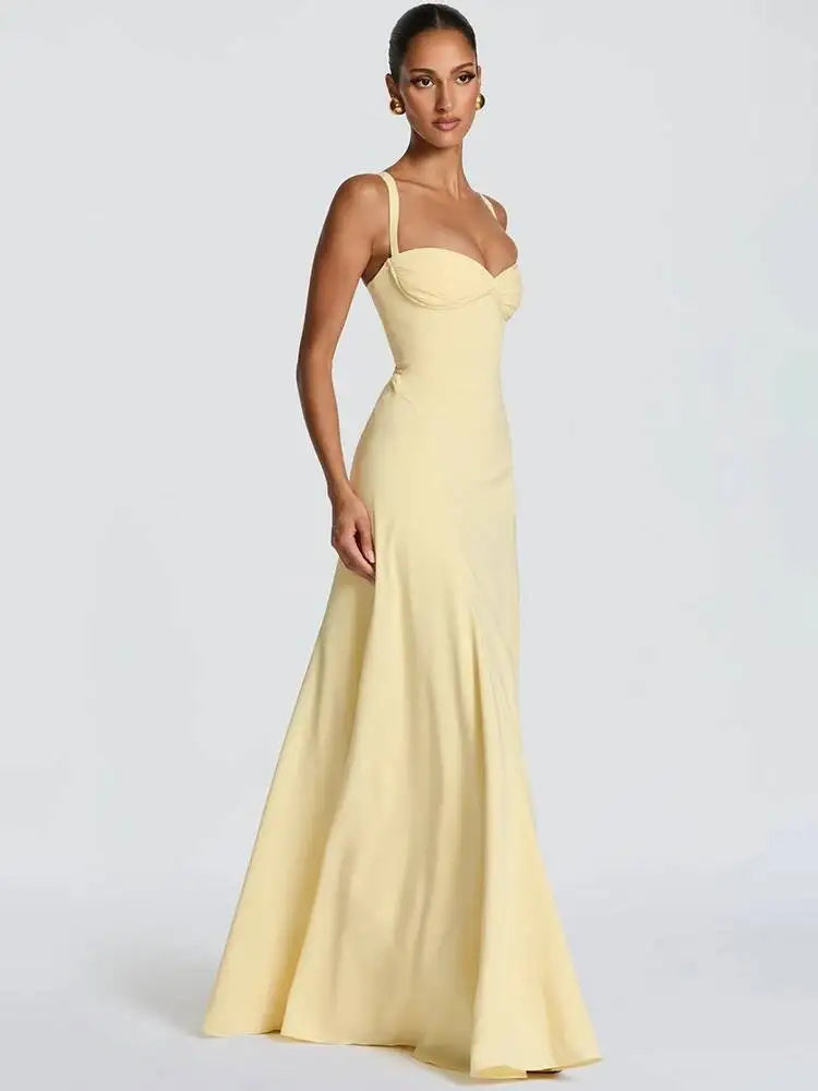 Off-shoulder Backless Sexy Maxi Dress Women Elegant Spaghetti Strap Sleeveless Bodycon Club Party Evening Dress Fashion
