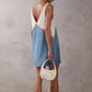 Women Y2k V Neck Short Tank Dress Patchwork Sleeveless Babydoll Mini Dresses Elegant Boho Vacation Sundress