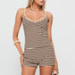 Casual Women's Y2K Striped Pajama Set Fashion Slim Fit Tank Tops with Shorts Two Piece Soft Sleepwear Homwear
