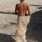 Sexy Women 2 Piece Set Beach Thin Patchwork Stripe Backless Camisole+Long Skirts Hipster Vacation Matching Clubwear