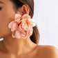 Exaggerated Large Fluffy Fabric Flower Stud Earrings for Women Elegant Petal Earring Trendy Y2K Jewelry Wed Accessories