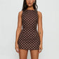 Women’s Summer Tank Mini Dress Elegant Ladies Sleeveless Crew Neck Polka Dots Print Dress Sexy Tie Back Short Sundress