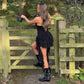 Sexy Black Jumpsuits Street Wear Rave Outfits Deep V Mesh Ruffle Fringe Rompers Woman Summer Clothes 2025