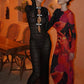 Hollow Out Knit Sexy Maxi Dress Women Fashion See Through Smock Dress Elegant Long Sleeve Backless Fishtail Dress