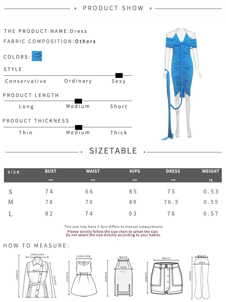 Halter Elegant Dress Women Plait Hand Strap Ruched Summer Hipster Sexy Fashion Clubwear Simple Stretch Chic Vestidos