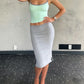 Chic Trend 2 Piece Set Women Fashion Low-Neck Line Patchwork Camisole+Skinny Skirts Sexy Simple Party Street Clubwear