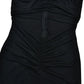 Cut Out Ruched Maxi Dress Mesh Patchwork Sheer Black Elegant Dresses Birthday Party Outfits for Woman