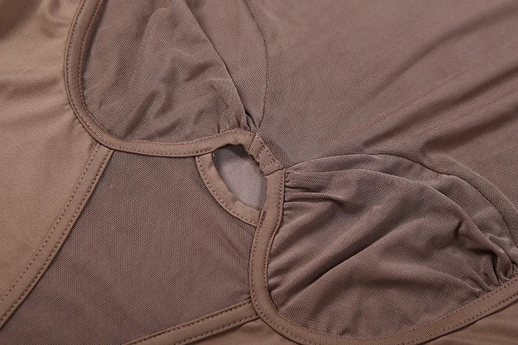 Patchwork Maxi Dress Women Waistless o-Neck Folds See Through Skinny Autumn Trend Elegant Banquet Chic Classic Vestidos