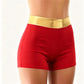 Halloween Cosplay Costume Shorts Women High Waist Gold Trim Stretchy Hot Pants Party Club Dance Fancy Dress Bottoms