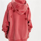 American Casual Oversized Star Patch Hoodie Women Vintage Loose Drop Shoulder Kangaroo Pocket Everyday Street Sweatshirt