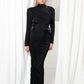 Long Sleeve Ruched Sexy Maxi Dress For Women Autumn Winter New Drawstring Turtleneck Bodycon Sexy Long Dress Elegant
