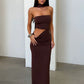 Halter Neck Strapless Sexy Maxi Dress Women Summer Elegant Off-shoulder Ruched Cutout Bodycon Party Long Dresses