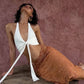 Hater Backless Bandages Ruched Crop Tank Top+Jacquard Patchwork Skirt Hottie Sexy 2 Piece Set Women Fashion Streetwear