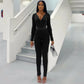 Ribbed-knit High Waist One Piece Jumpsuits Black White Sexy Winter Wear for Ladies Streetwear Baddie Outfit