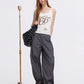 Y2K Rocker Cami Top with Distressed Patch, Vintage Grunge Tank Top for Women, Retro Aesthetic Streetwear Slim Vest