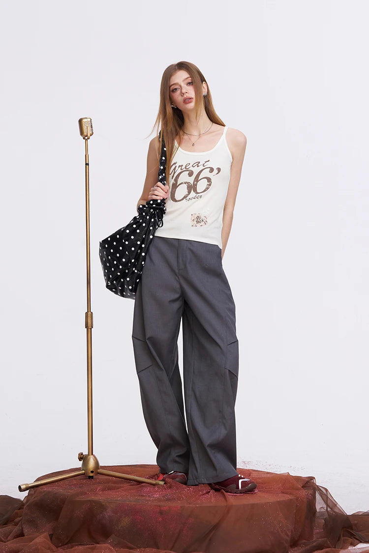 Y2K Rocker Cami Top with Distressed Patch, Vintage Grunge Tank Top for Women, Retro Aesthetic Streetwear Slim Vest