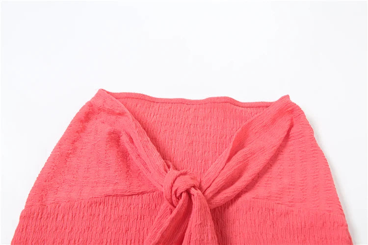 Ruched Elegant 2 Piece Set Women Sexy Off Shoulder Tube Tops+Skinny Ribbon Long Skirts Midnight Prom Party Outfits