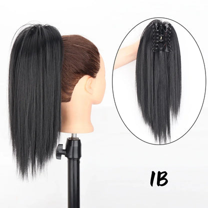 Synthetic 16Inch Claw Clip Ponytail Hair Extensions Waterfall Straight Ponytail Blonde Brown Heat Resistant Pony Tail Fake Hair