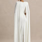 Cape Sleeve Sexy Maxi Dress Women Gown Elegant Fashion Zipper O Neck High Waist Split Club Party Long Dresses Female