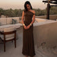 Twisted One Shoulder Sleeveless Maxi Dresses for Elegant Woman Brown Sexy Party Outfits