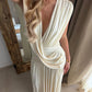 Elegant Deep V Neck Sexy Maxi Dress Women Fashion Sleeveless Draped Ruched Waist Bodycon Club Party Long Dresses Female