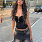 Folds Sexy Strapless Tops Y2K Patchwork See Through Skinny Summer Trend Backless Wild Basic Street Vacation Chic Vest