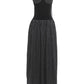 Elegant Party Sling Dress+Scarf Woman Low-Neck Backless Polka Dot Print Sleeveless Mesh Patchwork Hem Ruched Vestidos
