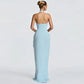 Halter Neck High Slit Ruched Maxi Dress Elegant for Woman Wedding Guest Party Dresses