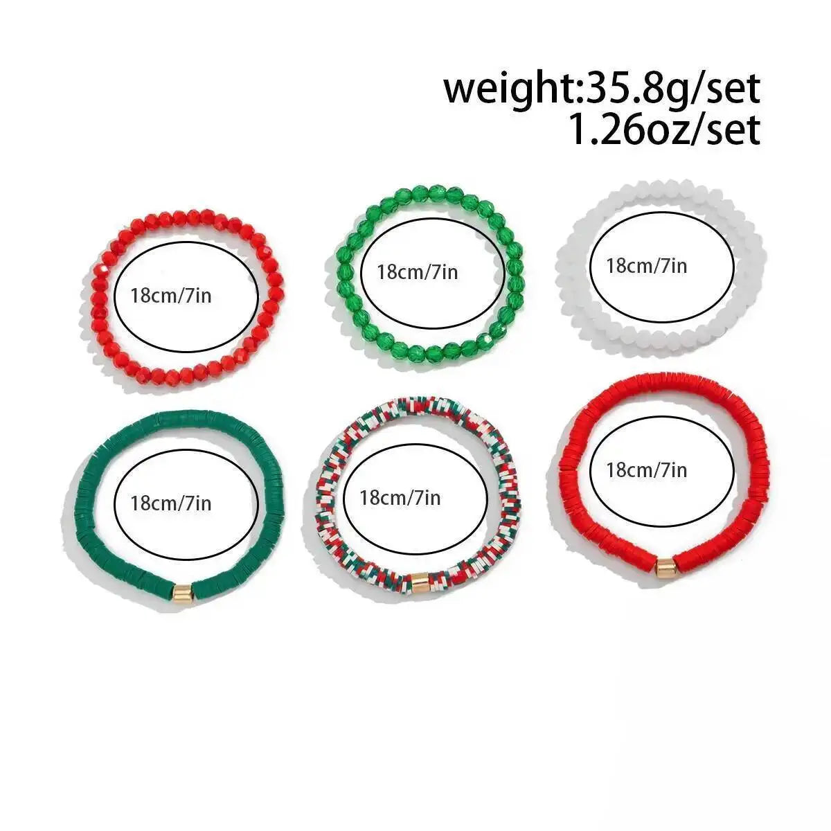 6Pcs/set Y2K Polymer Clay Stackable Bracelets Women Cute Charm Colored Adjustable Elastic Bangles Christmas Jewelry