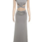 Sexy Y2K Elegant 2 Piece Set Women Summer Backless Cross Bandage Tank Top+Widewaist Sequins Long Skirts Matching Suit