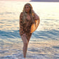 Leopard Print Mesh Sheer Beach Dress Sexy Outfits for Woman Cowl Neck Long Sleeve Mini Dresses