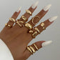 12Pcs/Set Creative Irregular Water Drop Open Rings for Women New Trend Vintage Geometric Finger Ring Daily Jewelry Gift